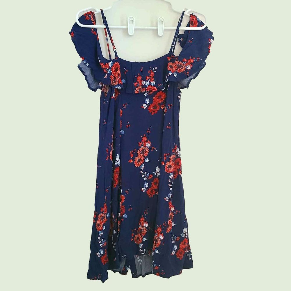 XHILARATION Off Shoulder Ruffle Button Front Dress - L